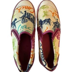 Coach Pink and Orange Sneakers with horse and carriage Design